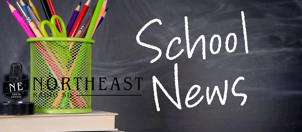 school news words on chalkboard with logo northeast radio sd