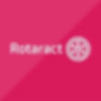 Pink background with white Rotaract text and gear logo centered, simple branded graphic.