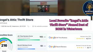 Angel's Attic Thrift Store facade with high ratings, named Best of 2025 in Watertown. Located at 1300 9th Ave SE. Google score 4.2/5.