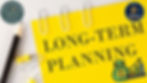Yellow paper with "LONG-TERM PLANNING," City of Watertown and Northeast Radio SD logos. Pencil, paperclips, pins, and a graph symbol.