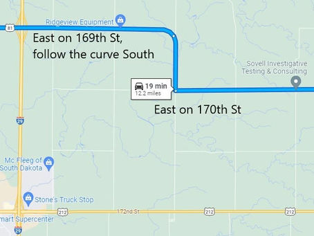 Map with blue route from 69th Street to Kranzburg, showing turn-by-turn directions and 19 min, 12.2 miles.