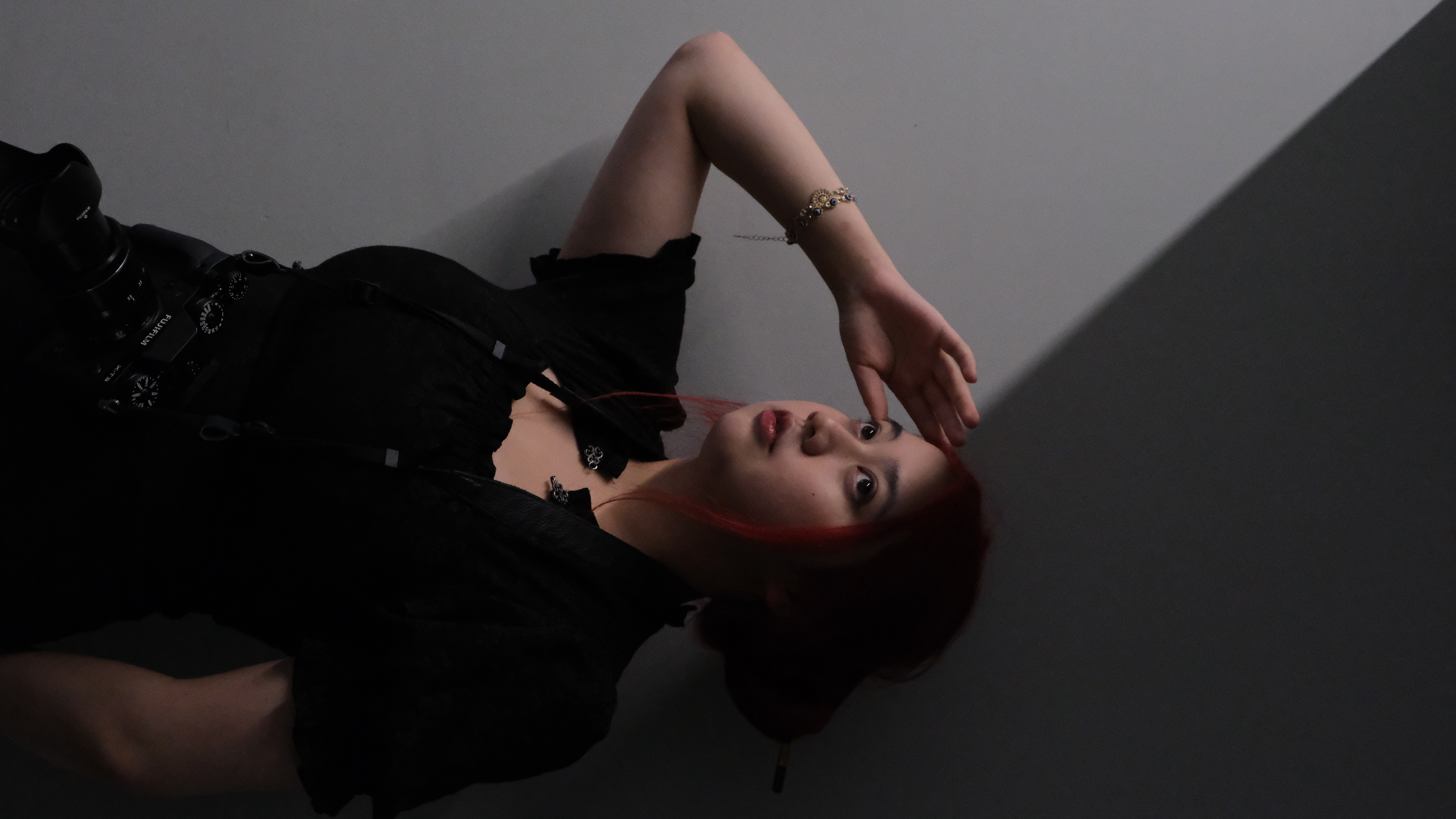 Hard lighting is used to create high contrast and leading line in the picture