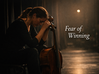 Cellist waiting for performance