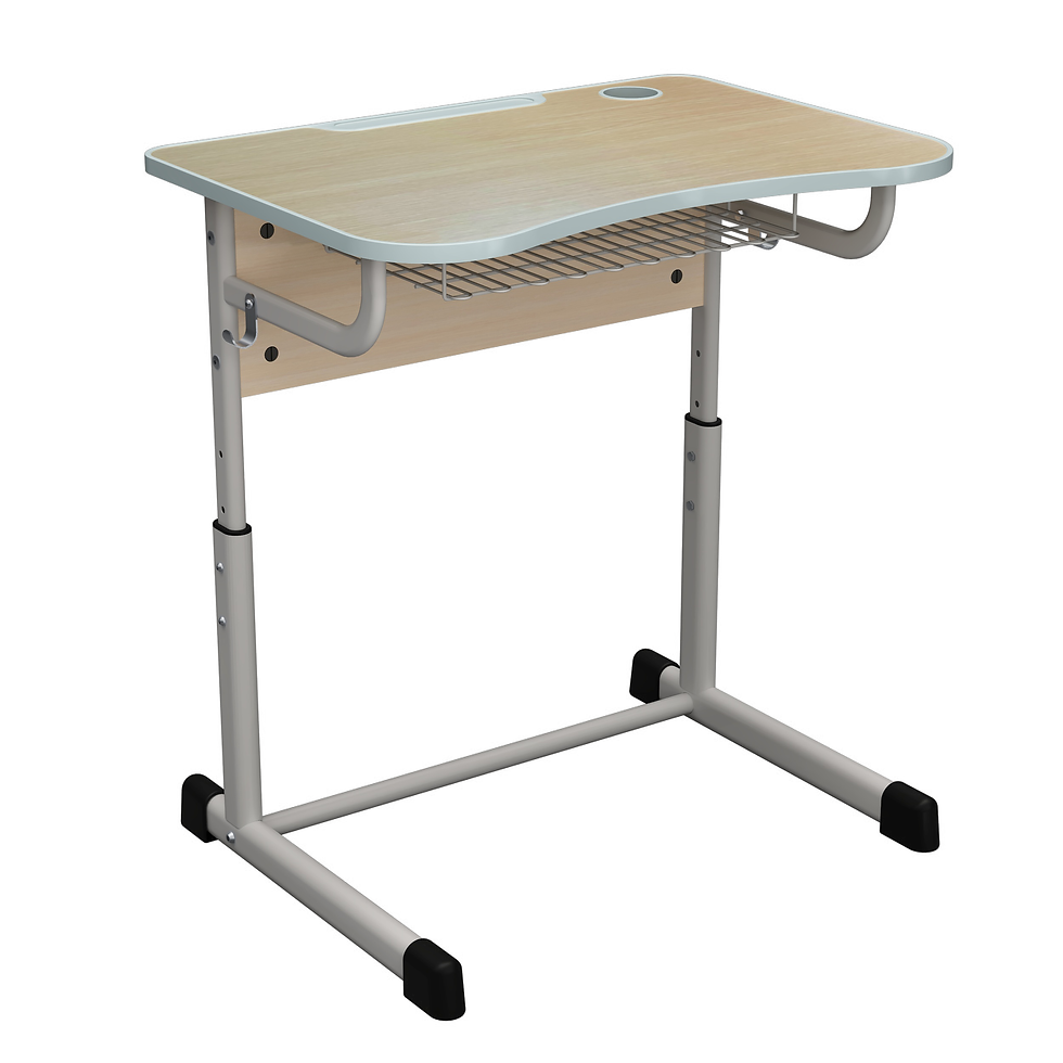 Прев'ю: Парта шкільна, стіл учнівський 1-місний з металевою полицею-сіткою та отвором