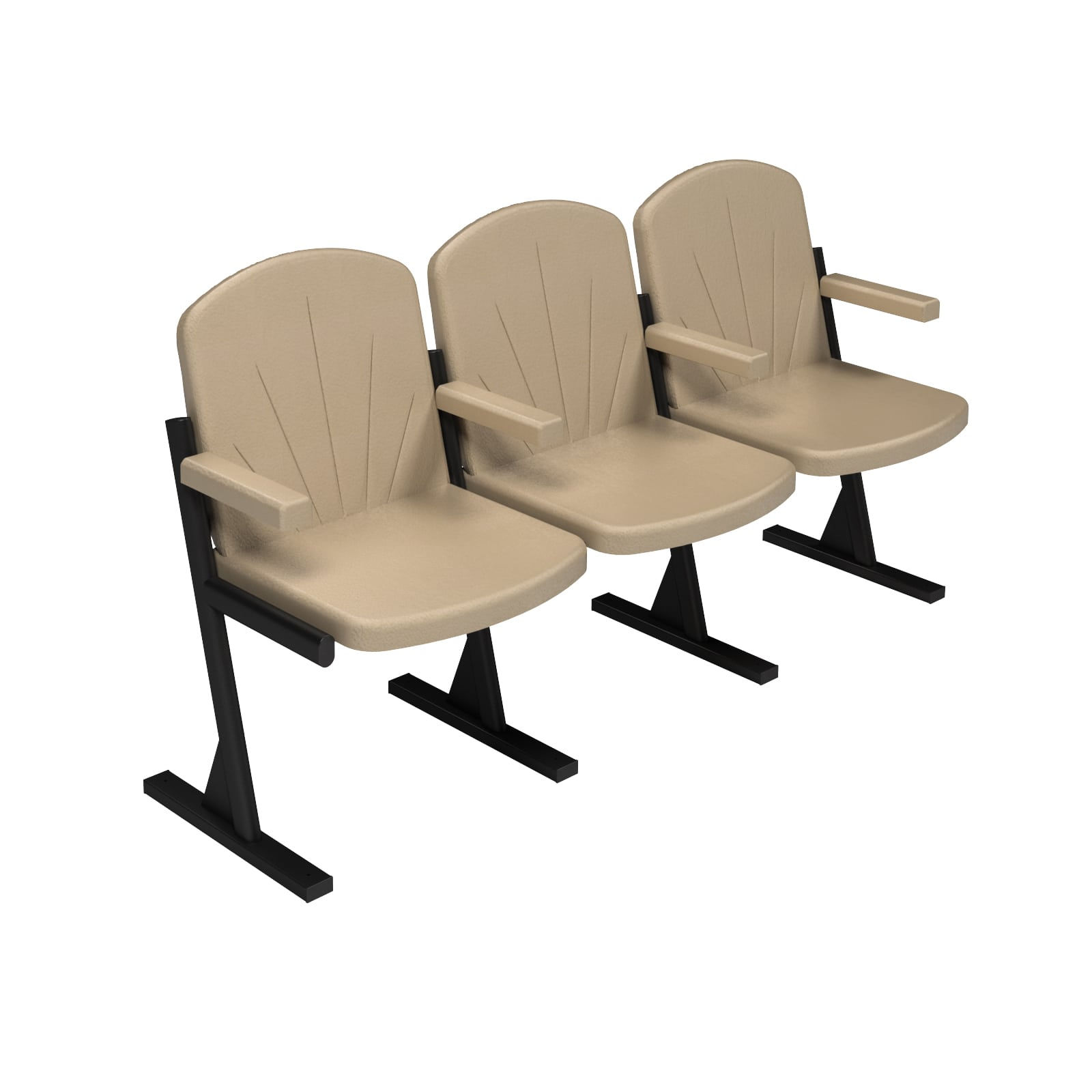 Кресло для актового зала мягкое 3-х местное, кожзаменитель