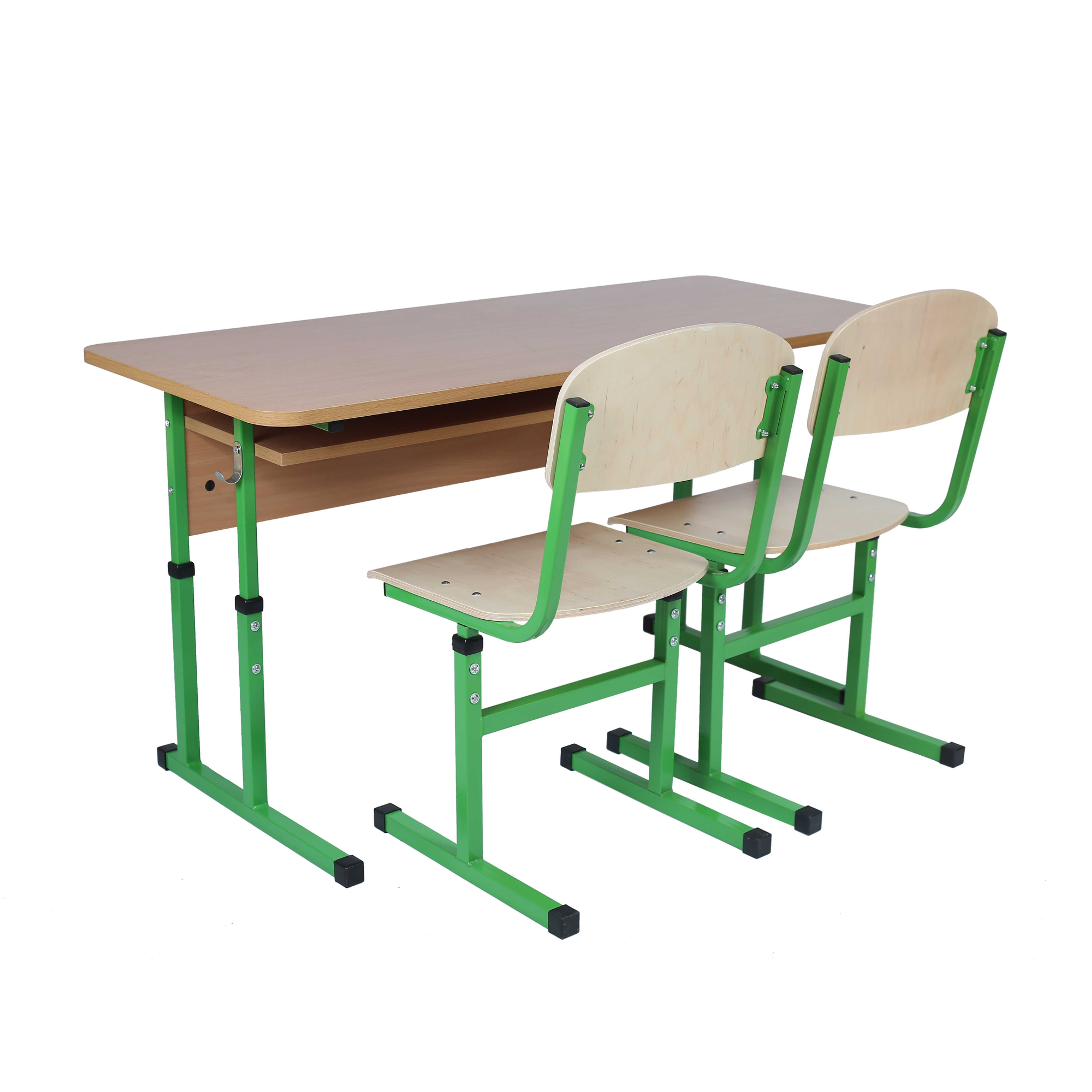 Комплект 2-місний на квадратній трубі №4-6, стіл прямий + стілець Т-подібний