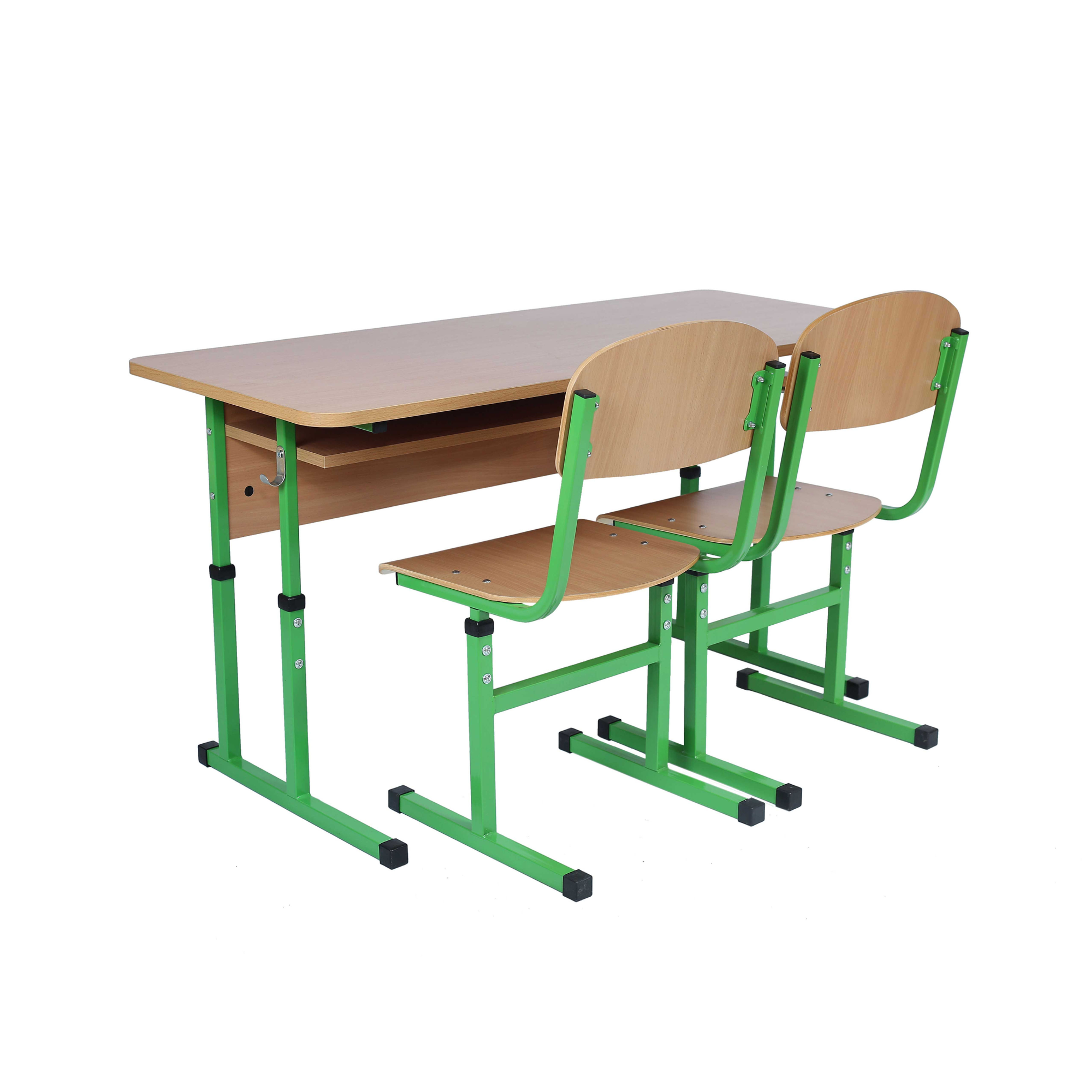 Комплект 2-місний на квадратній трубі №4-6, стіл прямий + стілець з HPL