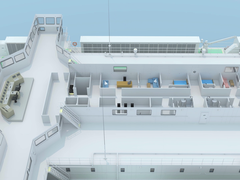 Cut away of a car carrier ship, roro ship