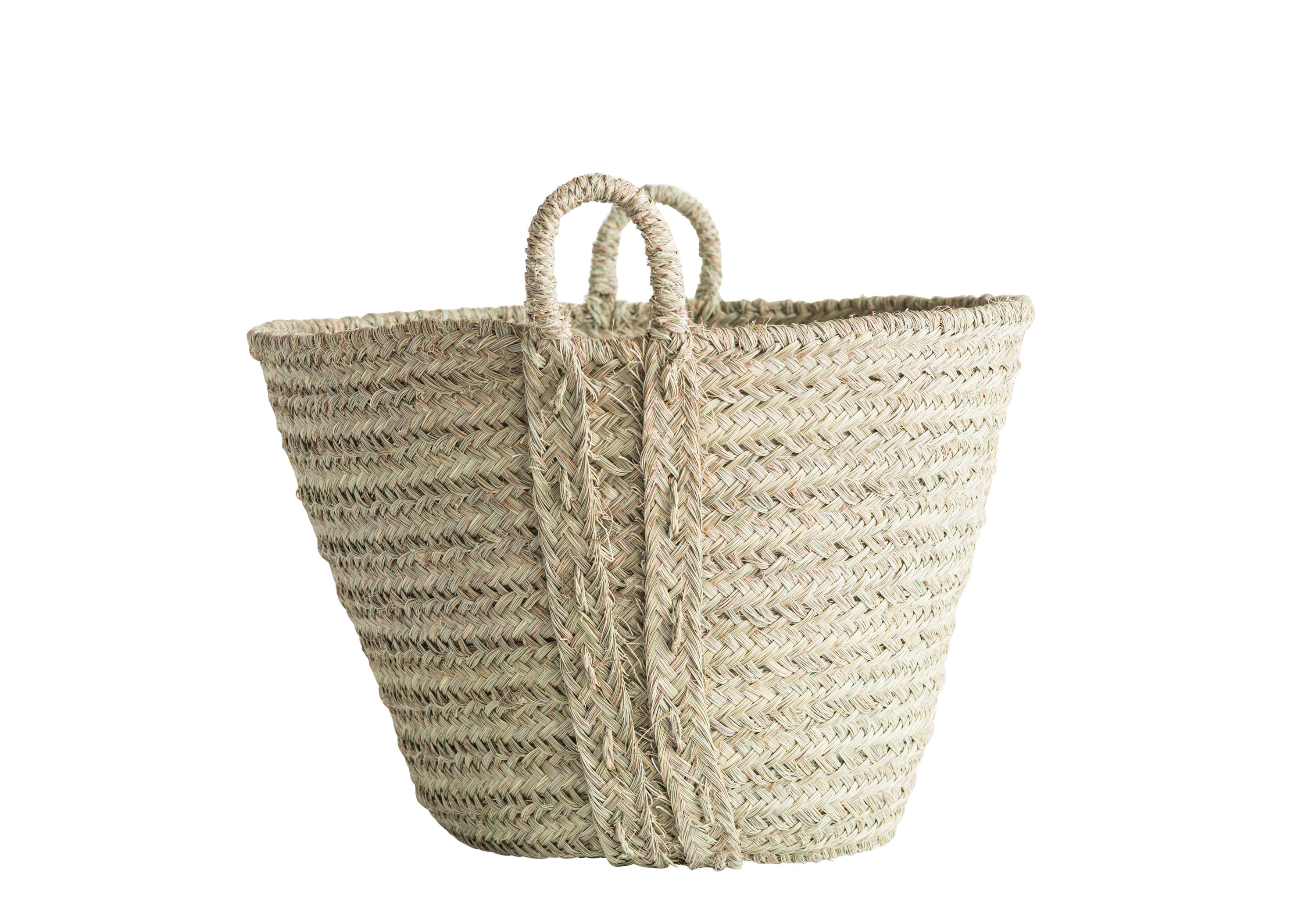 Handwoven Moroccan Harvest Basket with Handles