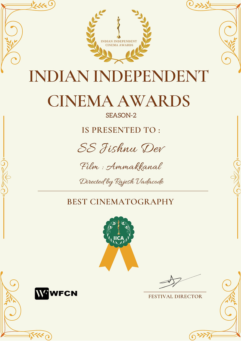 "AMMAKKANAL" won the Best Cinematography Award & Special Jury Award for acting in IICA Season 2