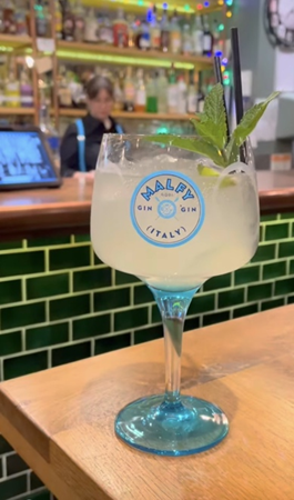 A variation on the ‘flip’ cocktail. Containing gin, aquafaba (alternative to egg white), cranberry j