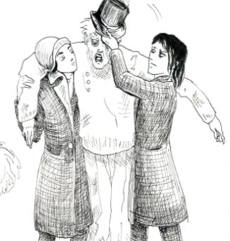 Two necromancers prop up a 'friend' in Sinners of Drottinmyr by HS Alvaurence