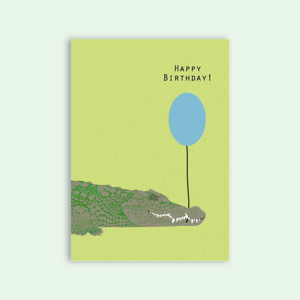 Geburtstagskarte mit Krokodil und Luftballon
