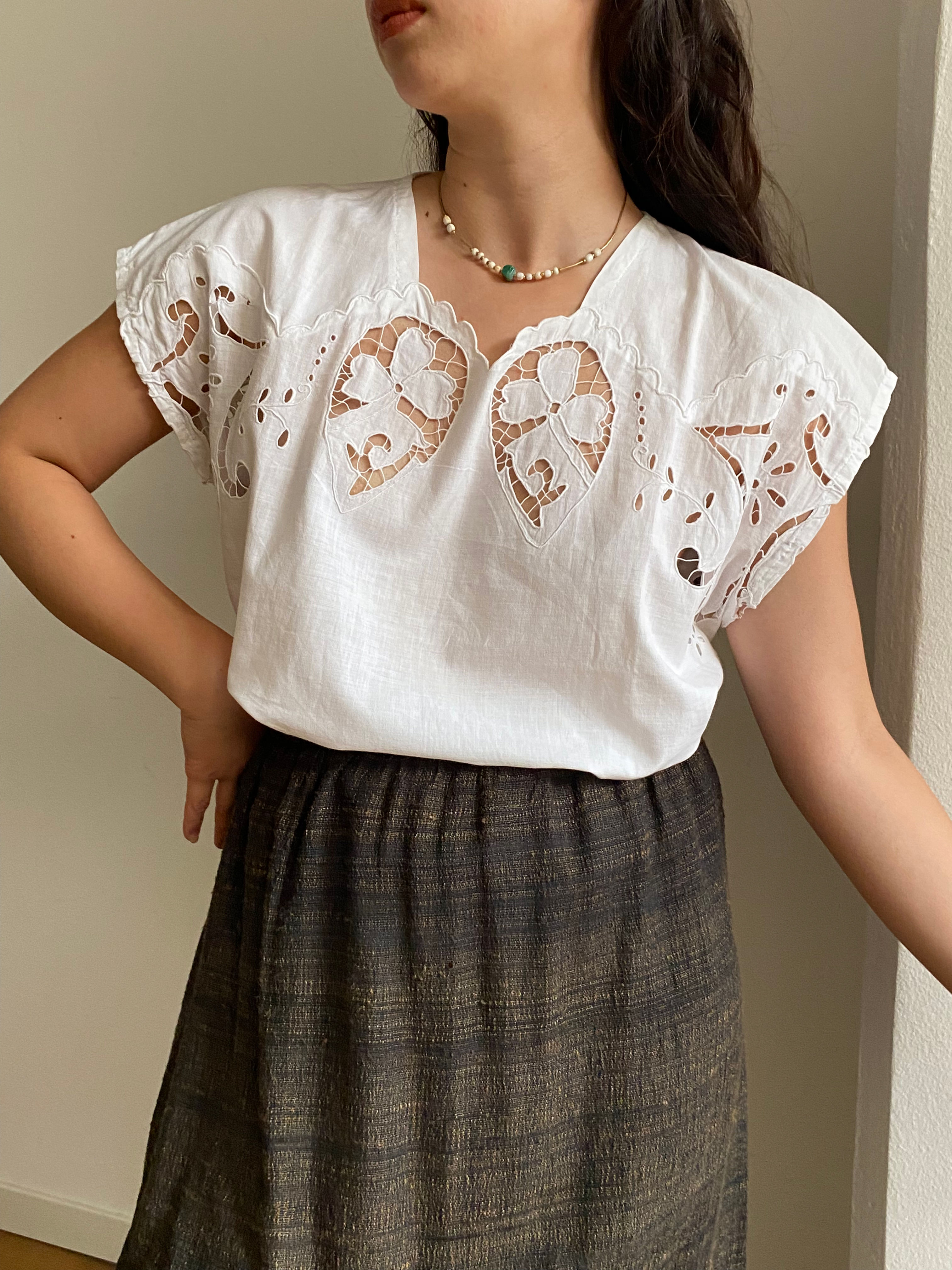Handmade 60s Embrodiery Blouse 