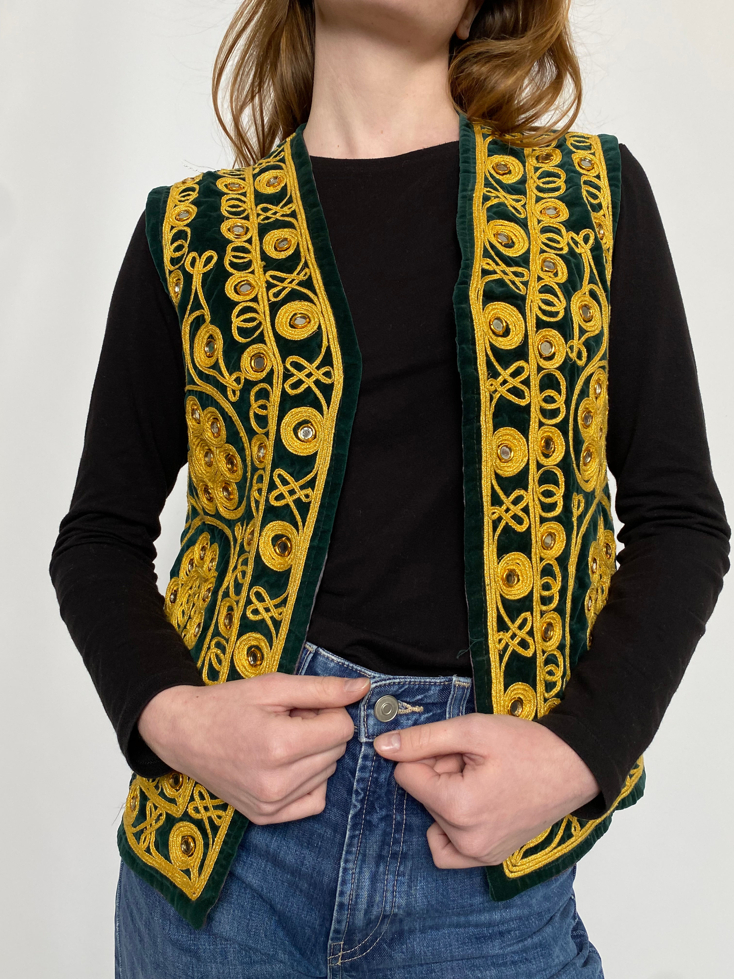 Velvet Afghan Sadri Vest