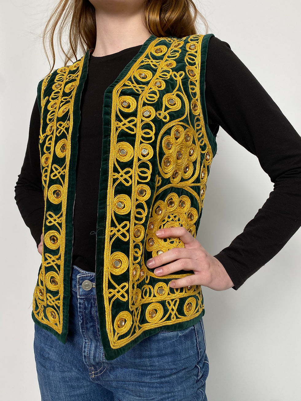 Miniatura: Velvet Afghan Sadri Vest 