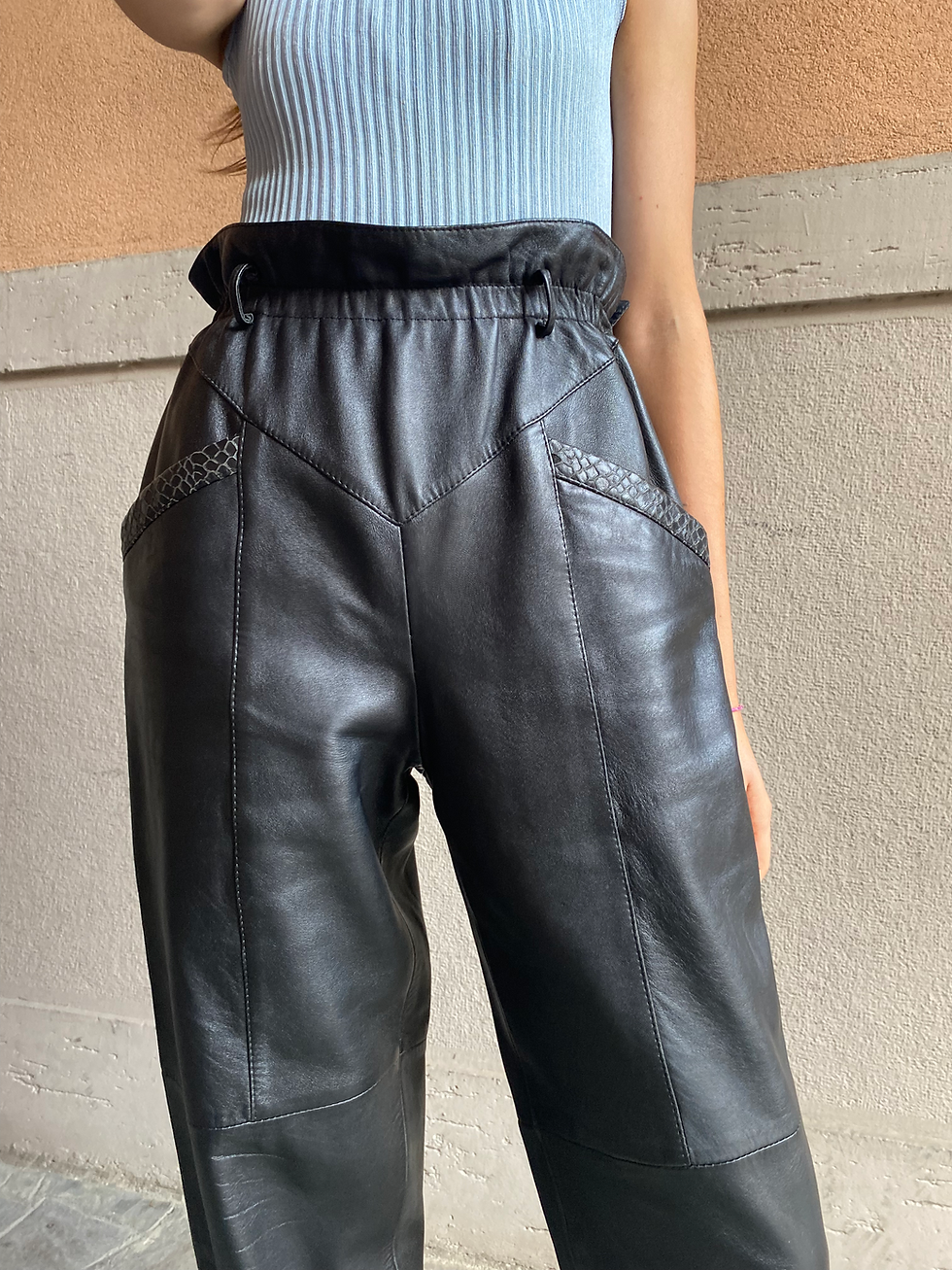 Miniatura: 80s High Waist Leather Pants