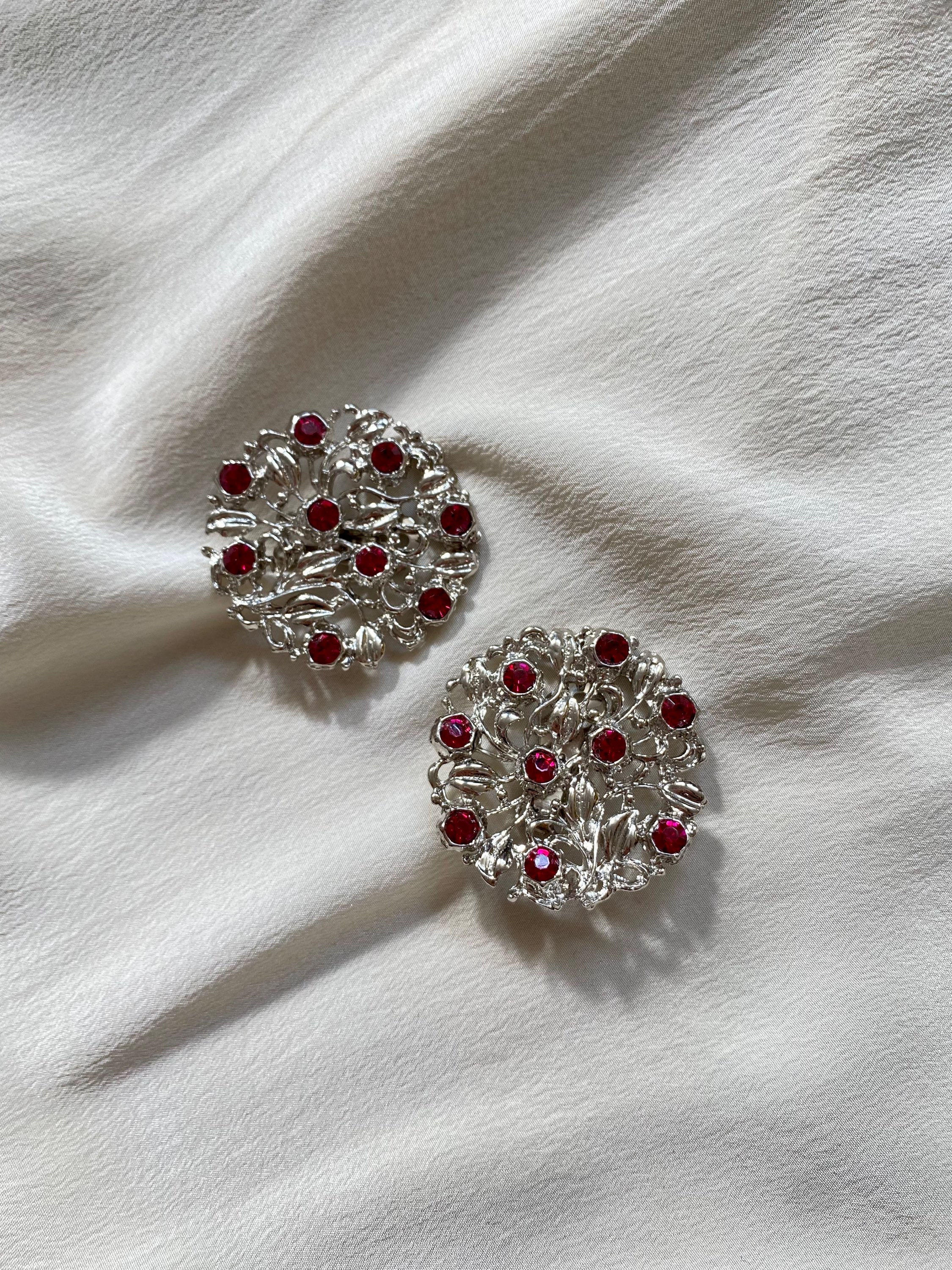 Cherry Crystals Clip On Earrings