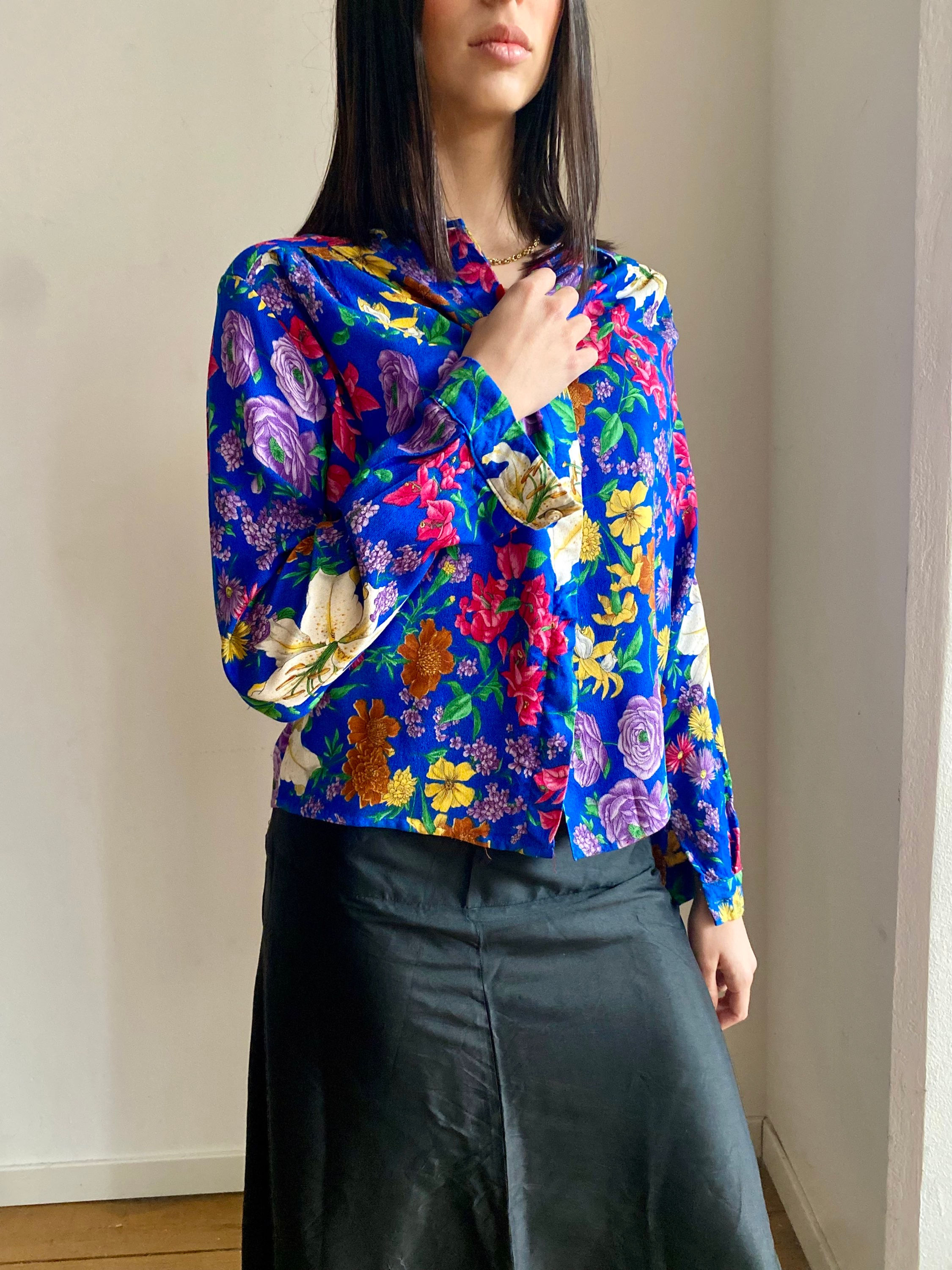 Jersey Silk Floral Blouse 