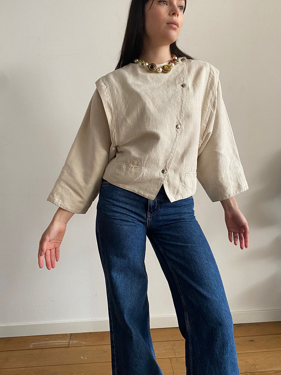Miniatura: 80s Raw Linen Jacket 
