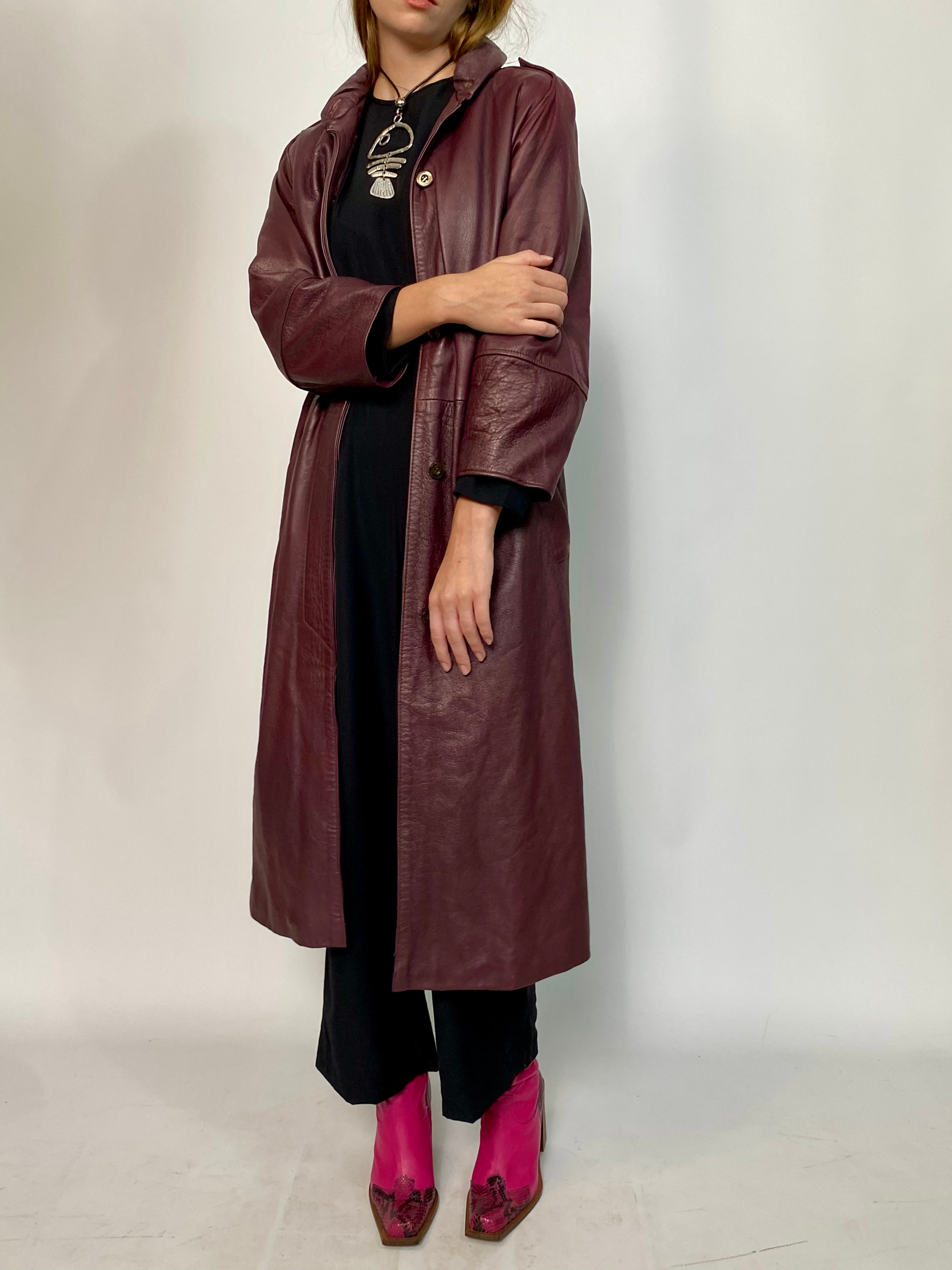 80s Burgundy Nappa Coat