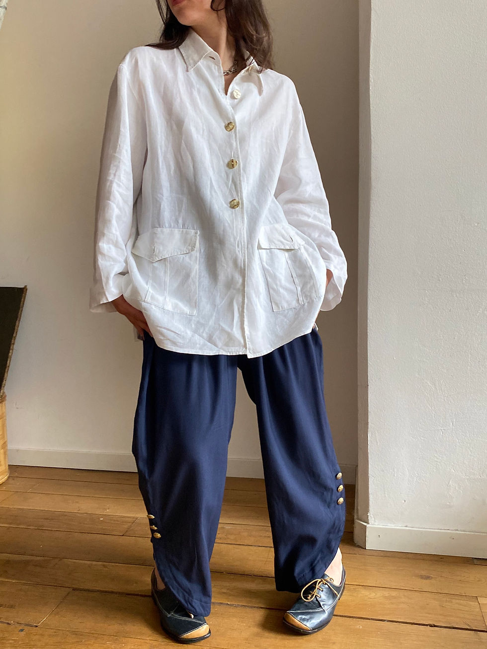 Miniatura: White Linen Shirt / Jacket 