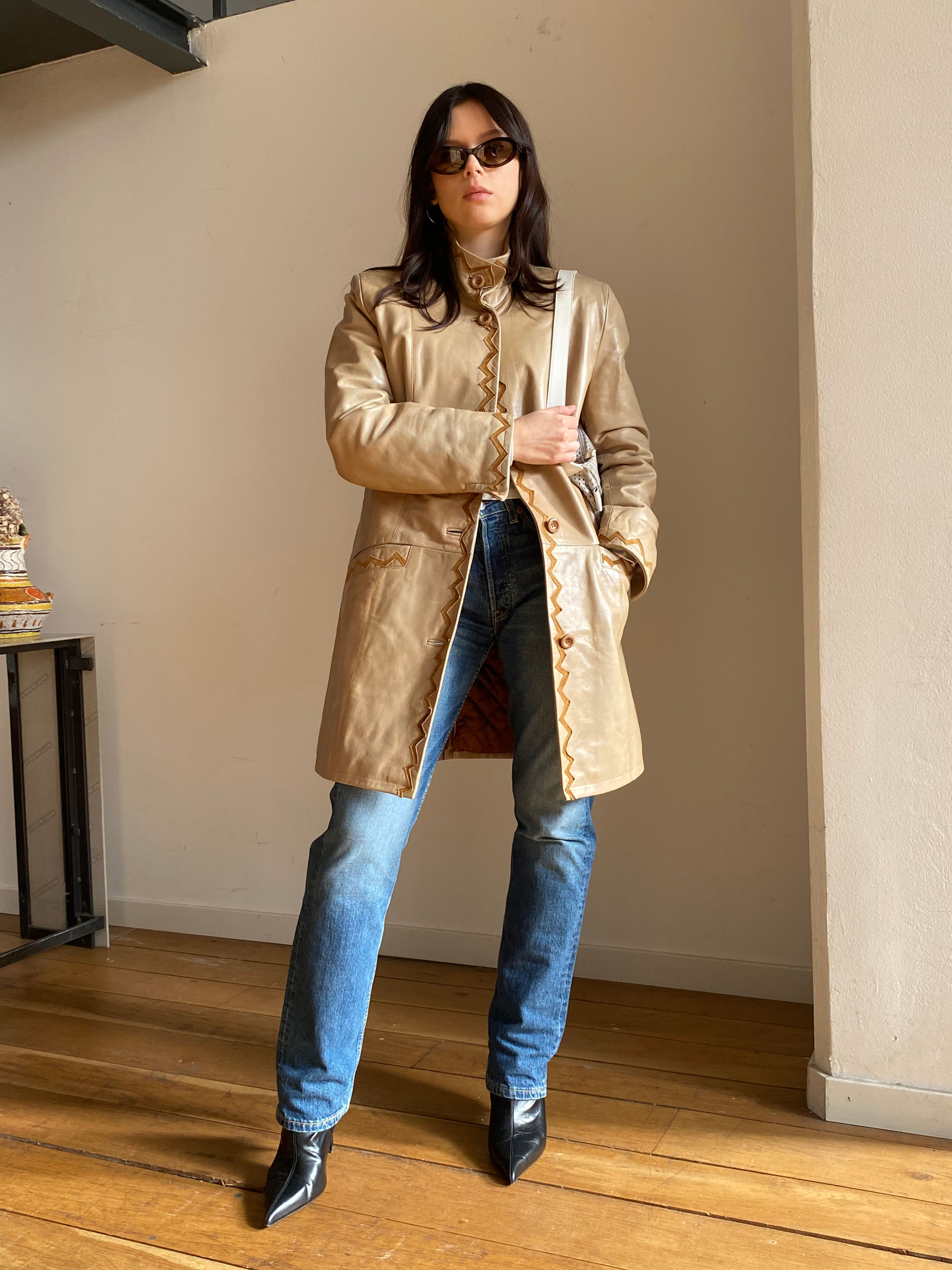 90s Ecrú Leather Jacket