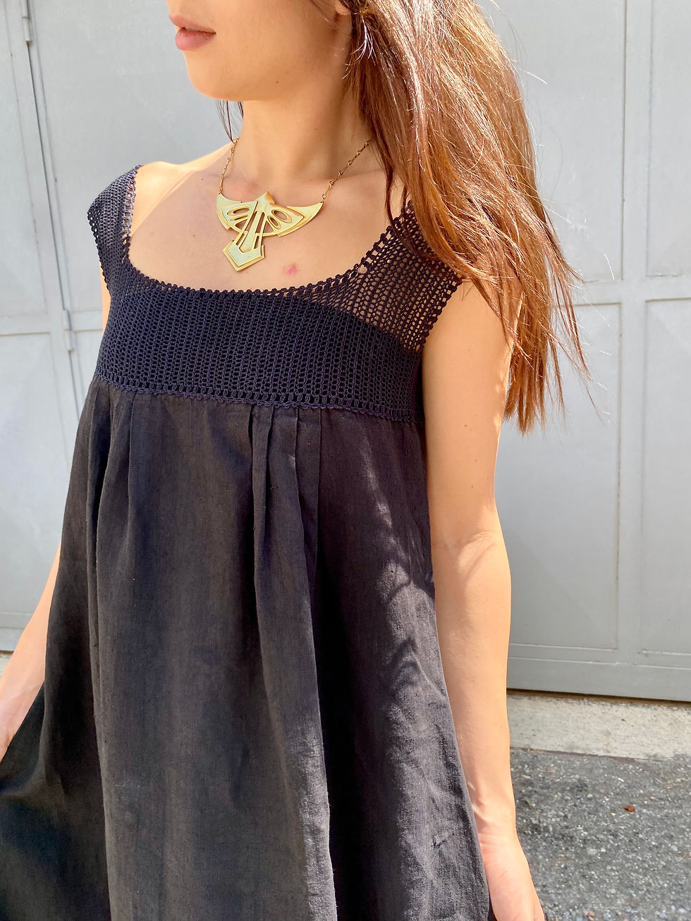 Miniatura: Antique Linen Dark  Blue Dress 