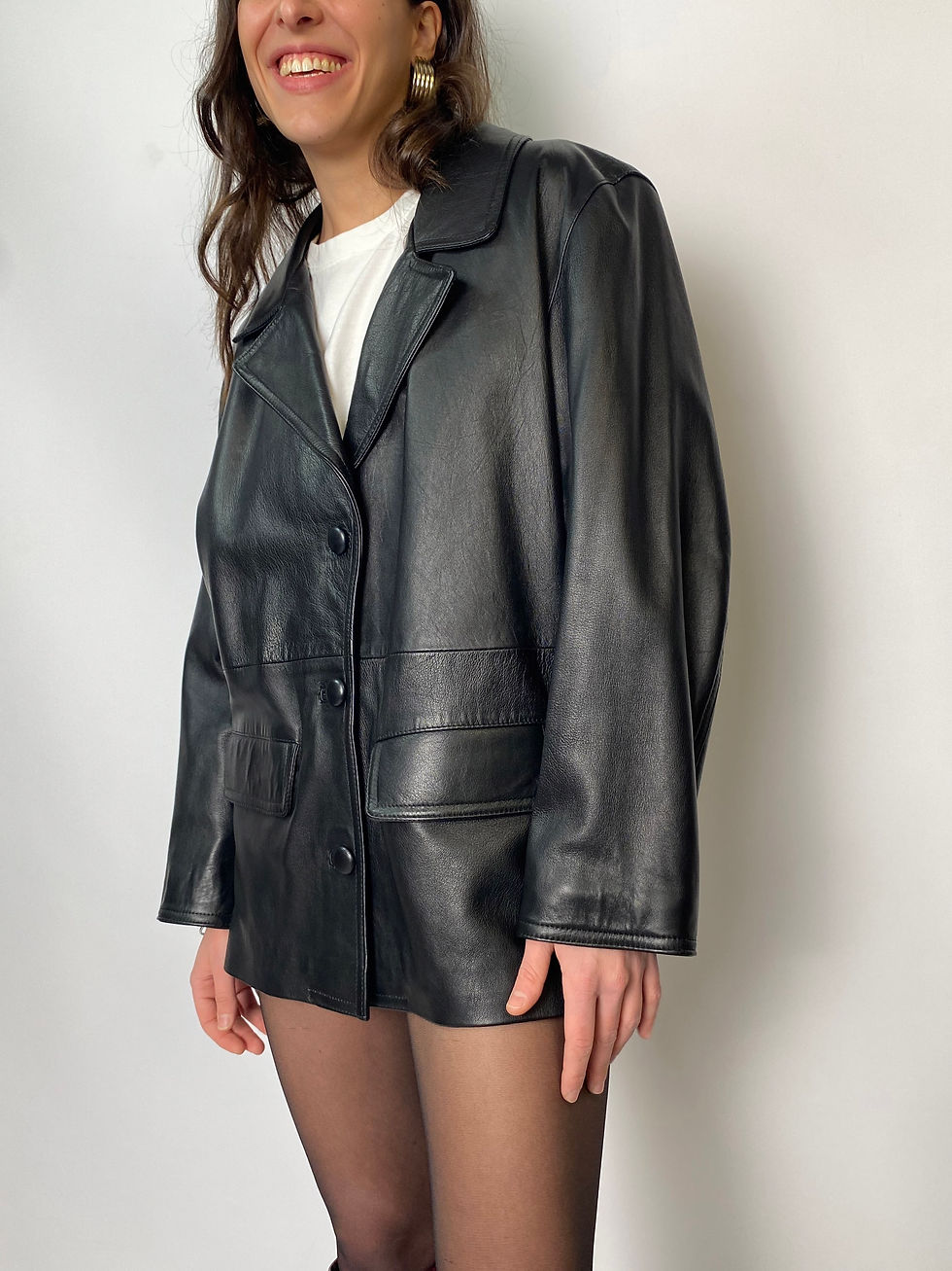 Miniatura: 90s Black Leather Leather Jacket