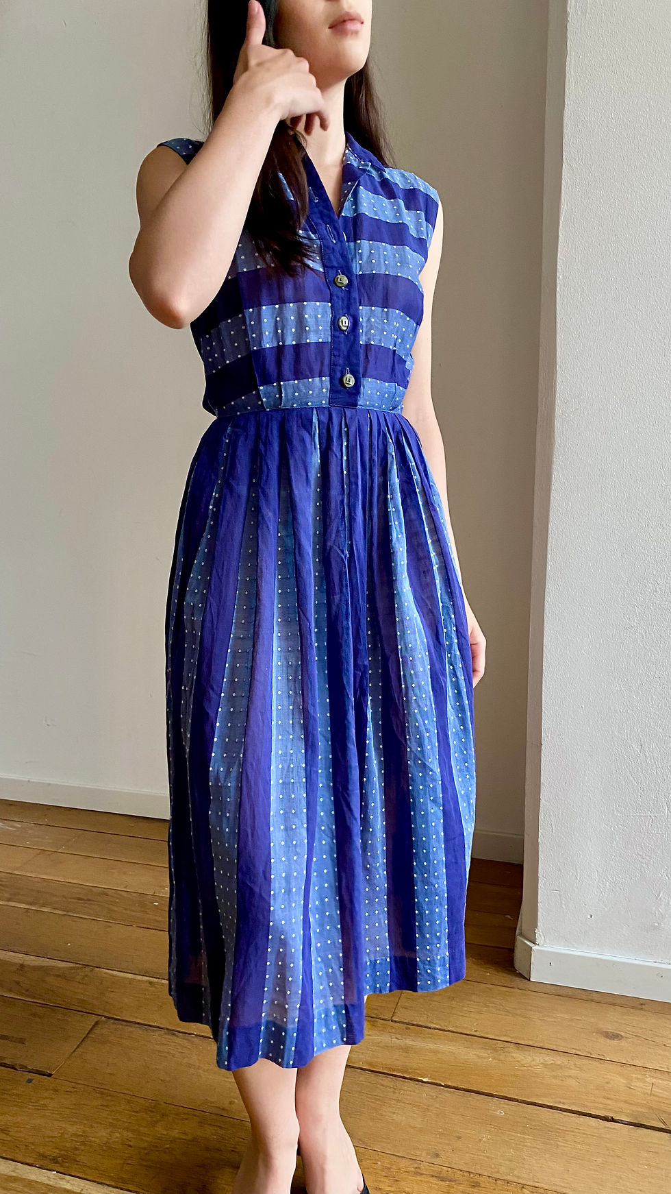 Miniatura: 50s Striped Popeline Dress 