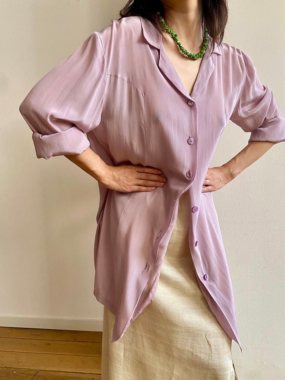 80s Liliac Long Silk Shirt