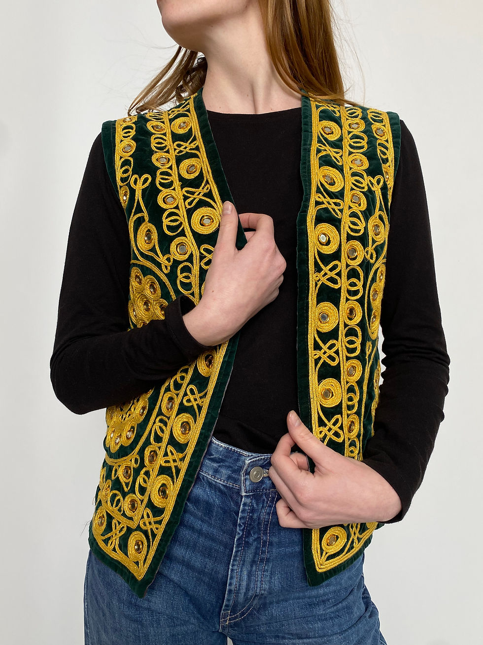 Miniatura: Velvet Afghan Sadri Vest 