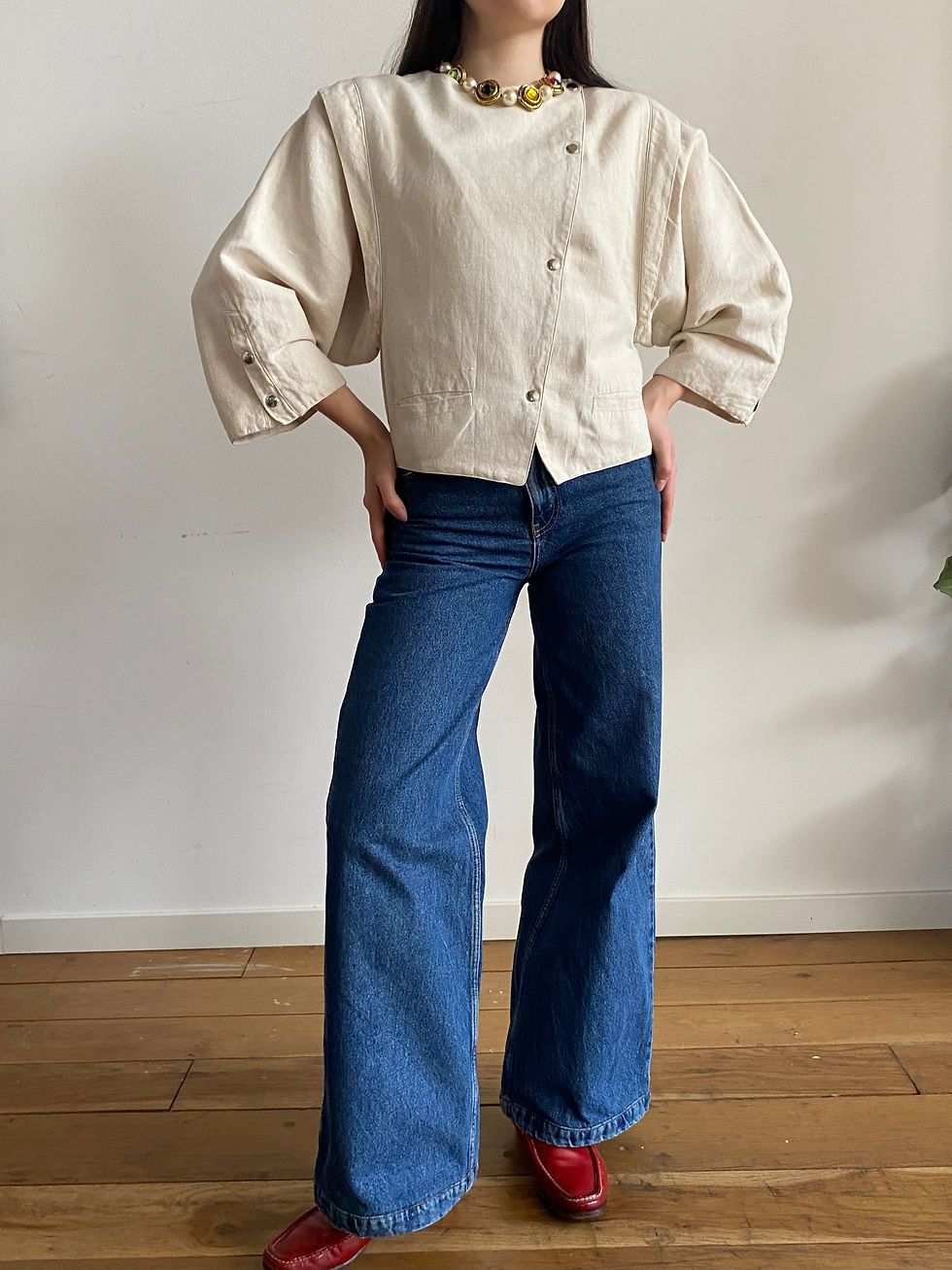 Miniatura: 80s Raw Linen Jacket 