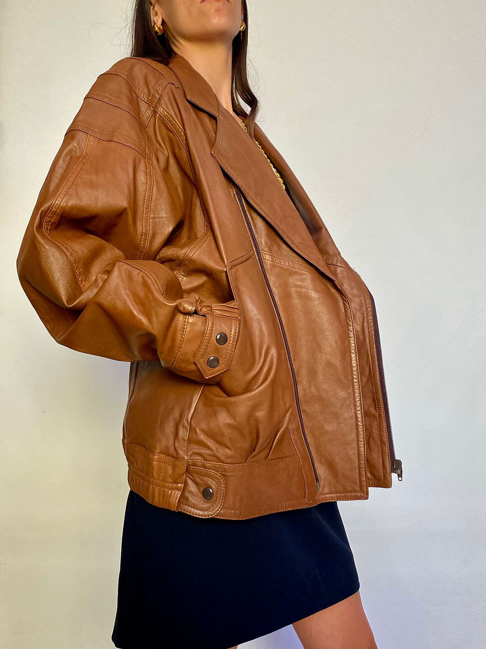 Miniatura: Caramel Leather Bomber