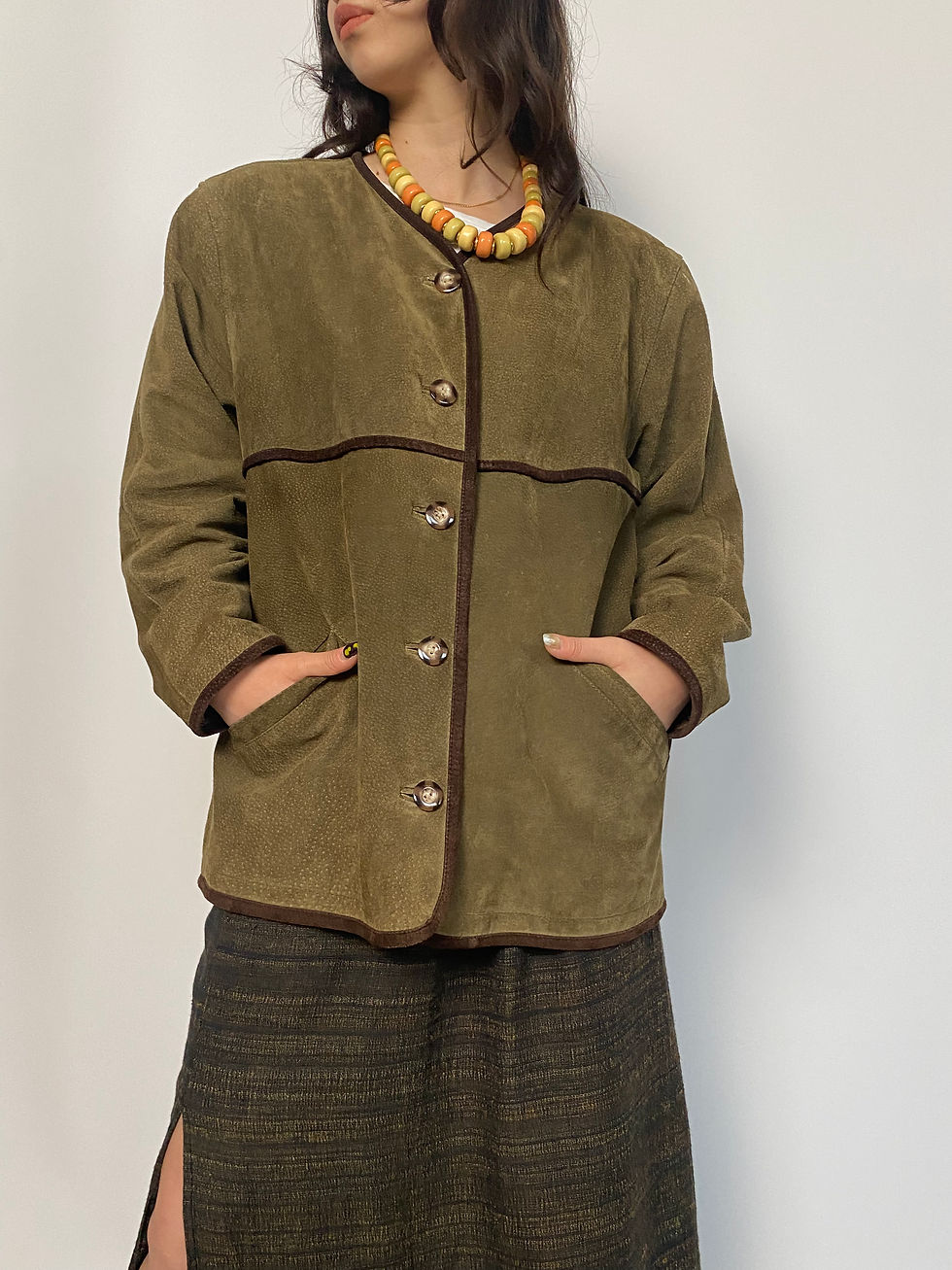 Miniatura: 80s Suede Olive Jacket 