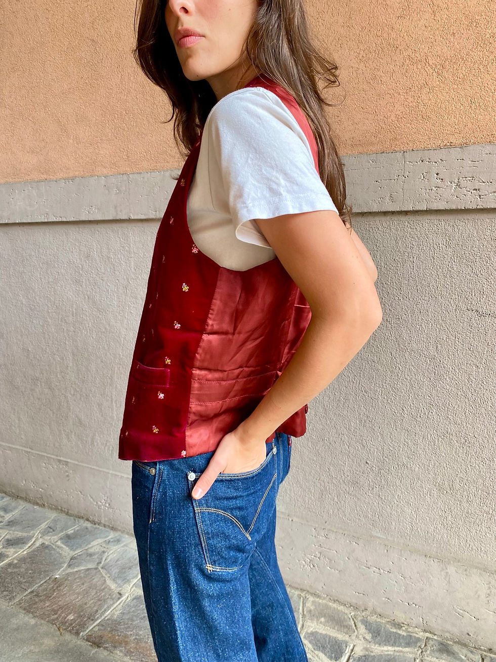 Miniatura: Deadstock Cherry Velvet Vest