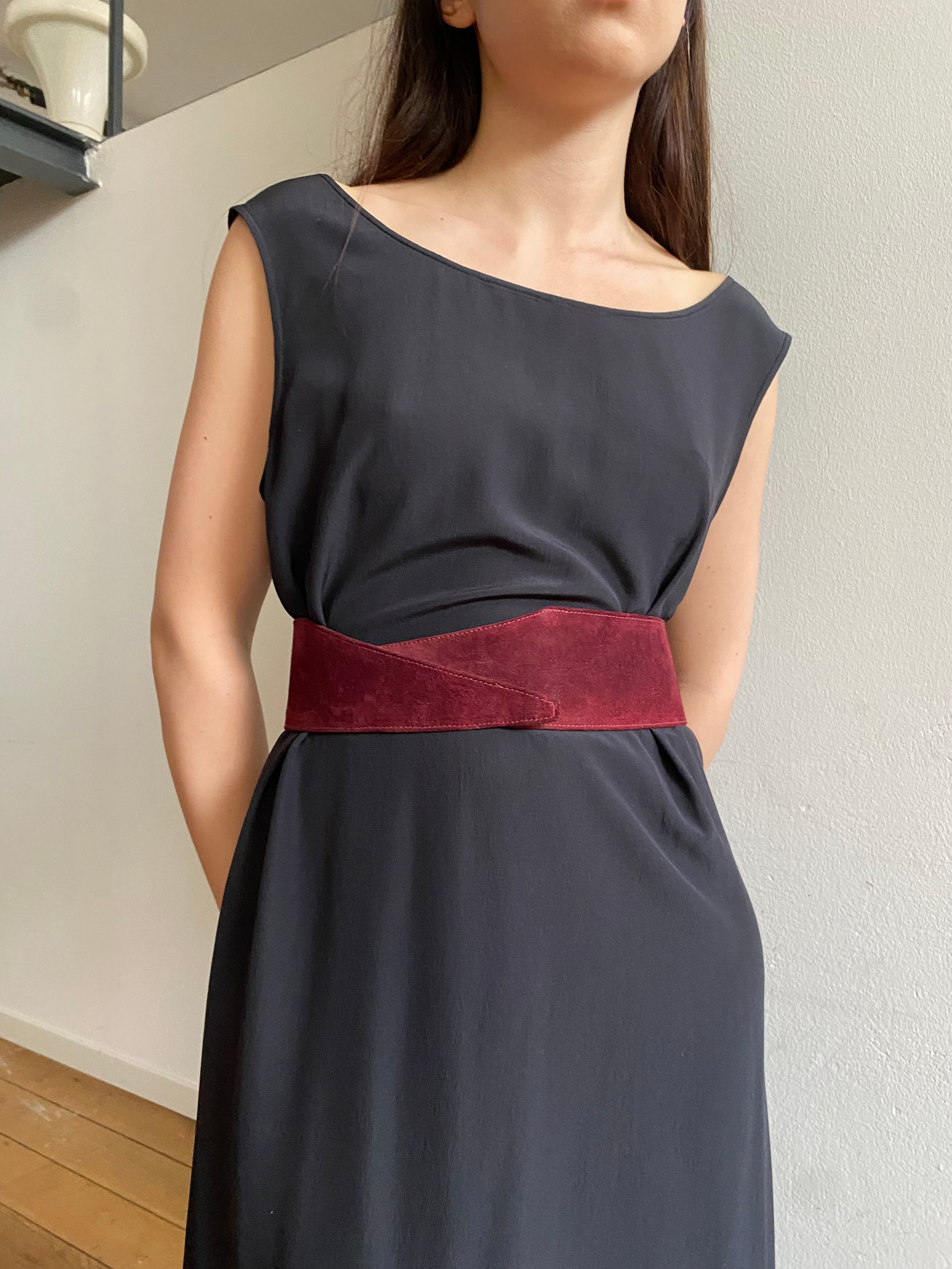 Burgundy suede corset belt