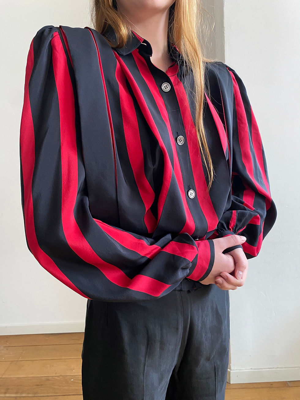 Miniatura: 80s Pleated Silk Shirt / Bomber 