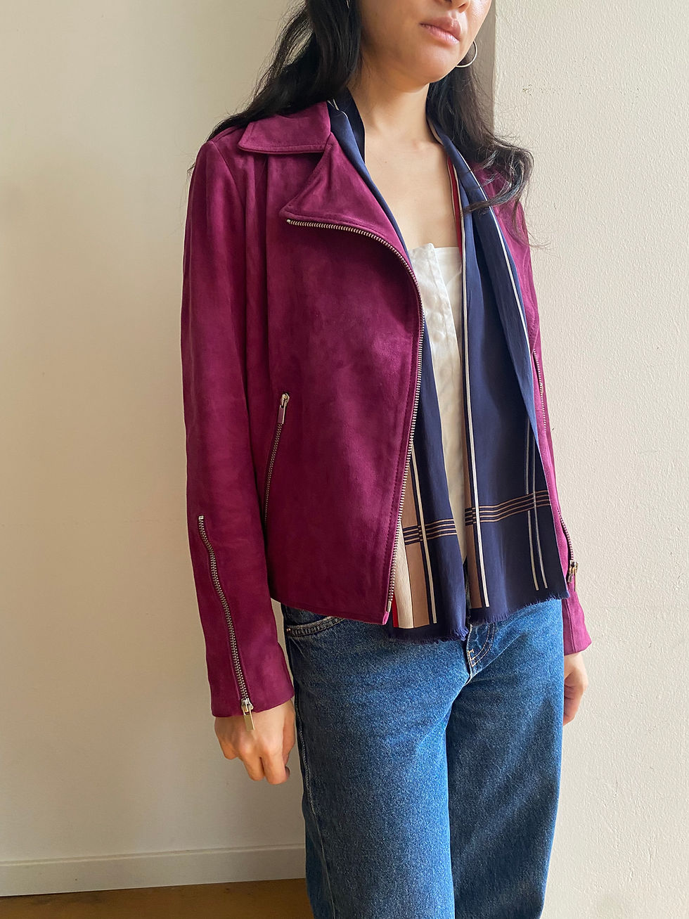 Miniatura: Purple Suede Biker Jacket 