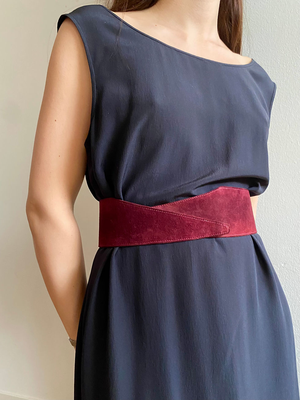Miniatura: Burgundy suede corset belt 