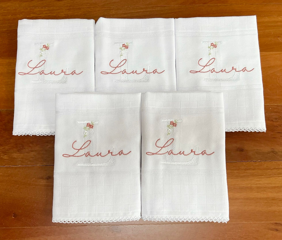Kit 5 fraldas de ombro 40x80 cm - Nome sobreposto