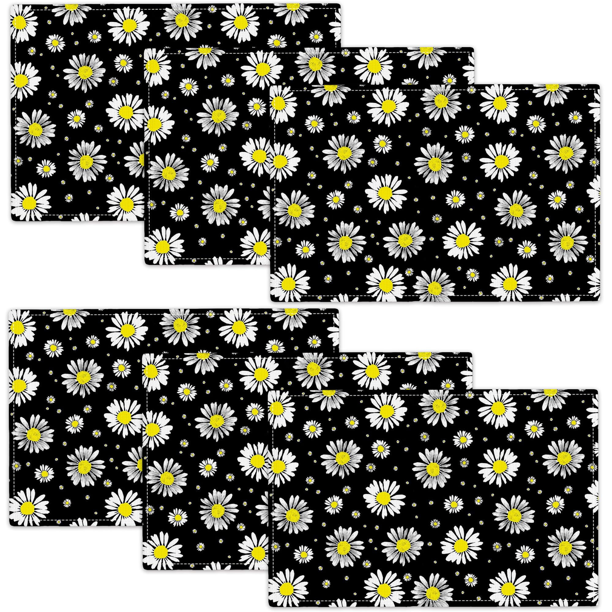 Daisy Pattern Placemats Set of 6 Floral Place Mats Table Mats for Kitchen Dining