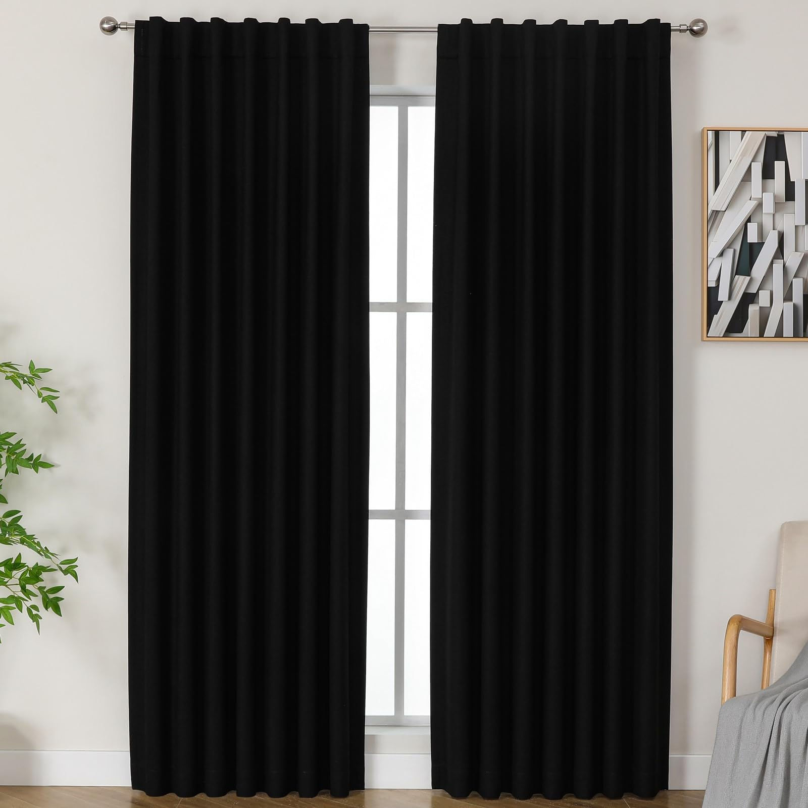Airwill Blackout CurtainsThermal Insulated Linen Drapes for Bedroom & Living Roo