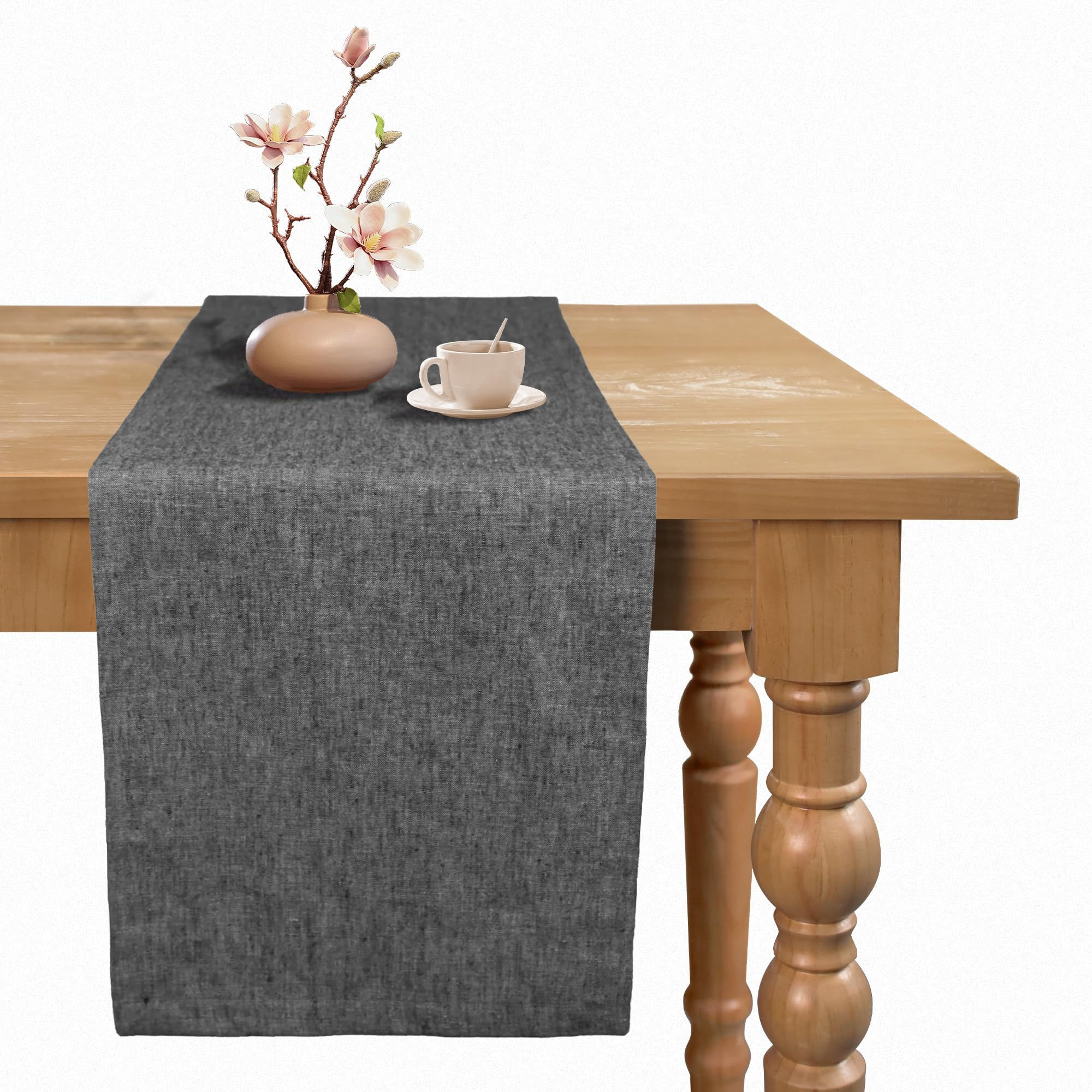 BETRIC 100% Pure Linen Extra Long Table Runner - 14 x 108 Inch Farmhouse Dining