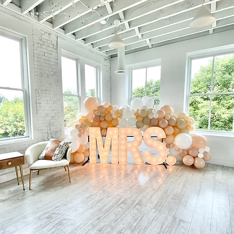 MRS. marquees with balloons