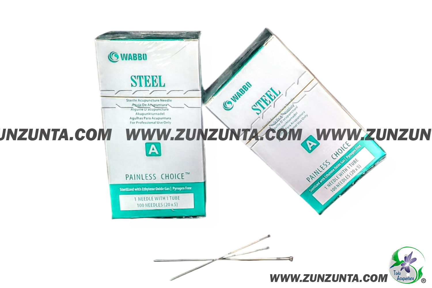 Agujas Para Acupuntura Mango de Acero Steel WABBO 100pzs.