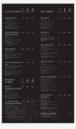 Umbra winery grapevine menu-menu