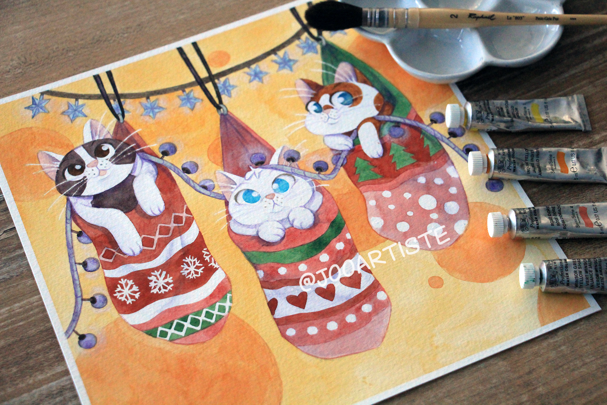 Gouache Trois petits chats