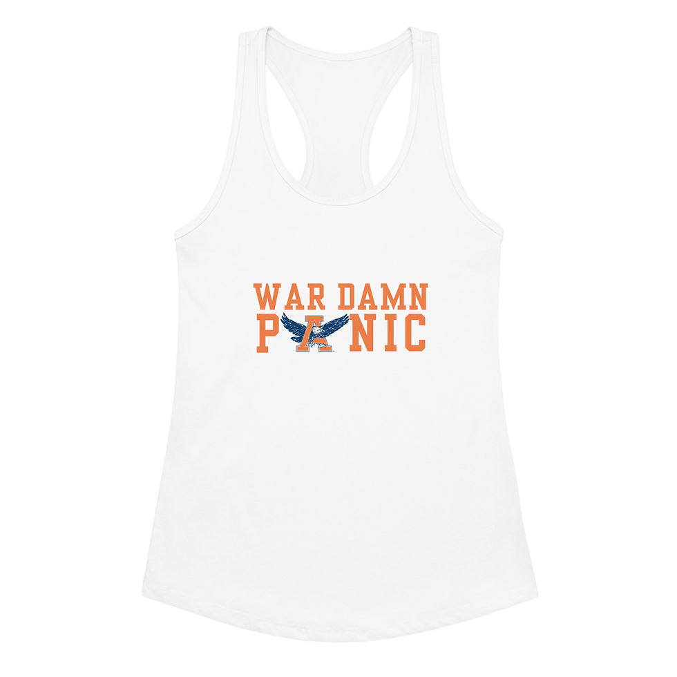 Thumbnail: War Damn Panic Women’s fitted racerback tank top