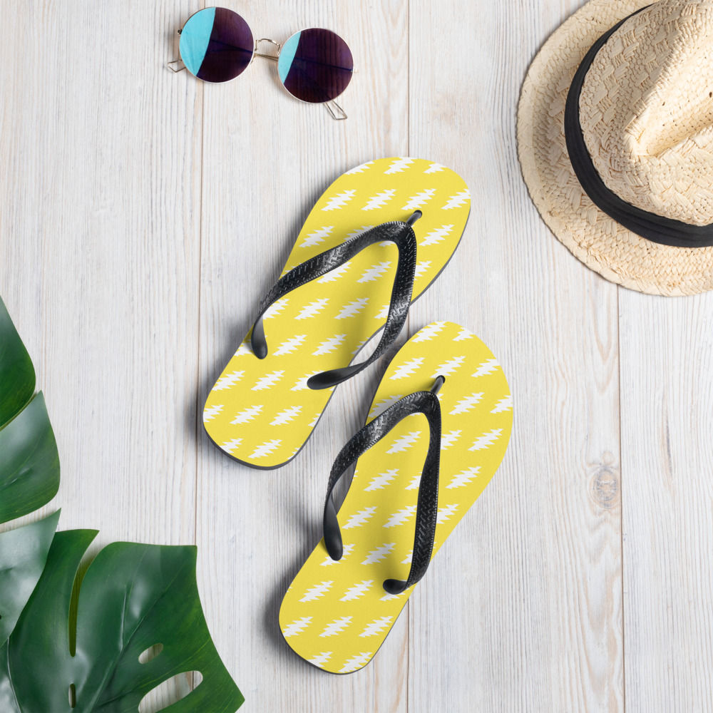 Yellow Bolt Flip-Flops